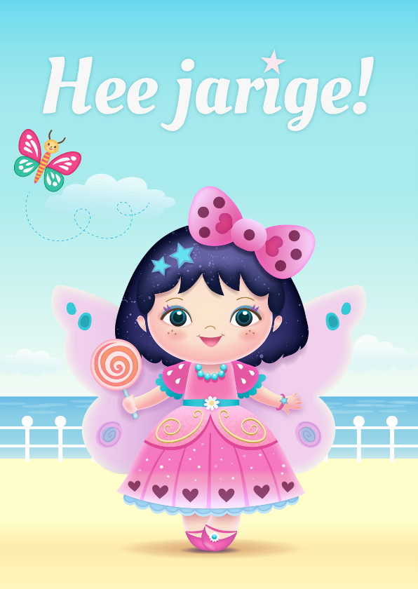 Jarige roze fee - Tw - Verjaardagskaarten Verjaardagskaarten - Jarige roze fee - Tw