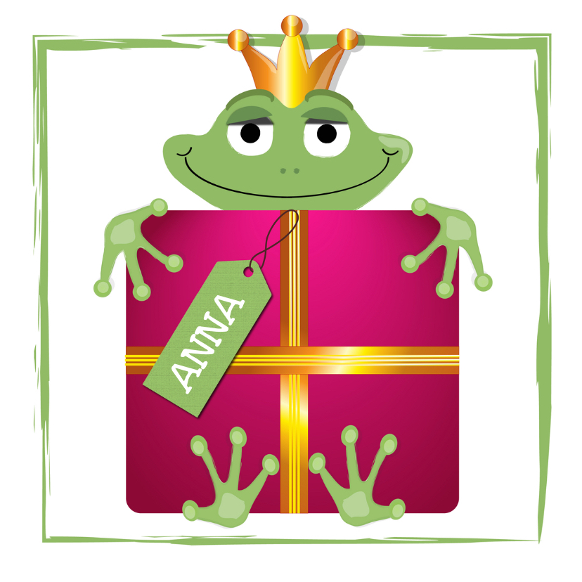 kikker - met een verjaardagskado 2 - Verjaardagskaarten Verjaardagskaarten - kikker - met een verjaardagskado 2