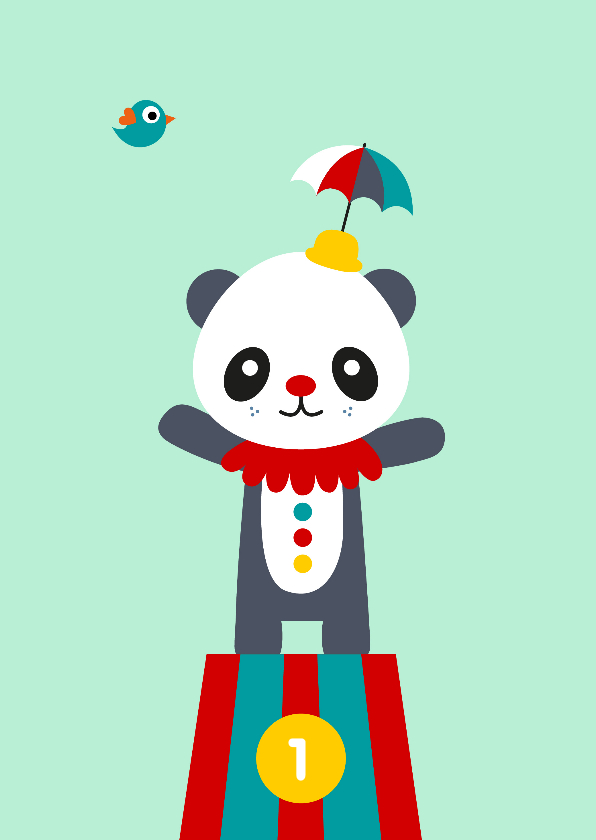 Verjaardagskaarten - Kinderkaart - Circus panda