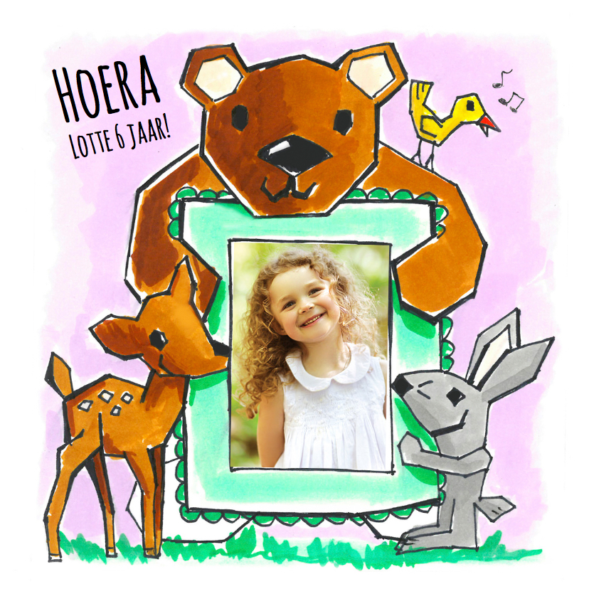 Kinderkaart - Fotokaart dieren - Verjaardagskaarten Verjaardagskaarten - Kinderkaart - Fotokaart dieren