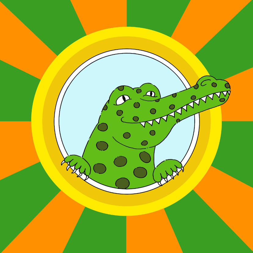 Verjaardagskaarten - Kinderkaart groene krokodil