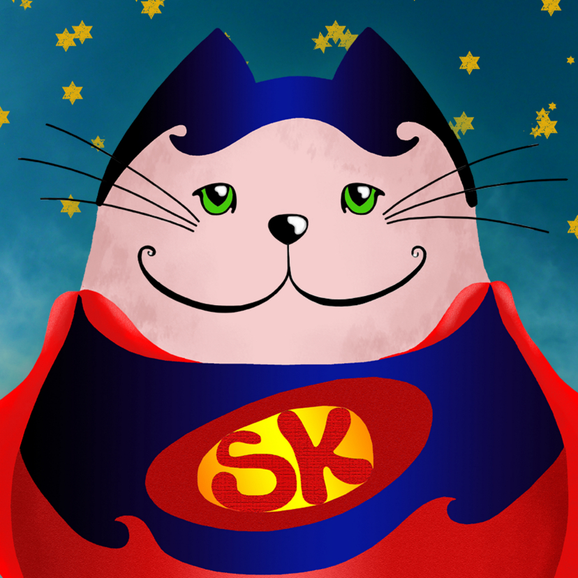 Kinderkaart - Superkat - Verjaardagskaarten Verjaardagskaarten - Kinderkaart - Superkat
