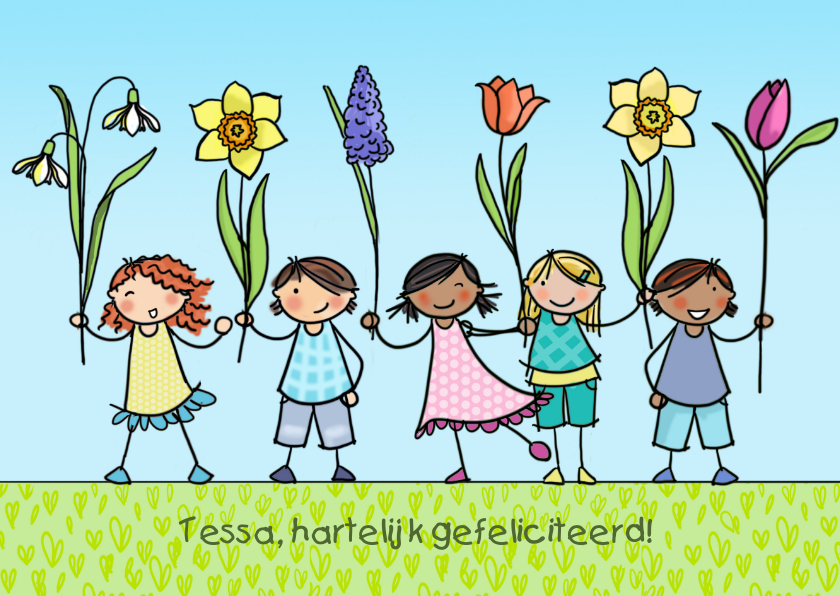 Lente verjaardagskaart Anet Illustraties - Verjaardagskaarten Verjaardagskaarten - Lente verjaardagskaart Anet Illustraties