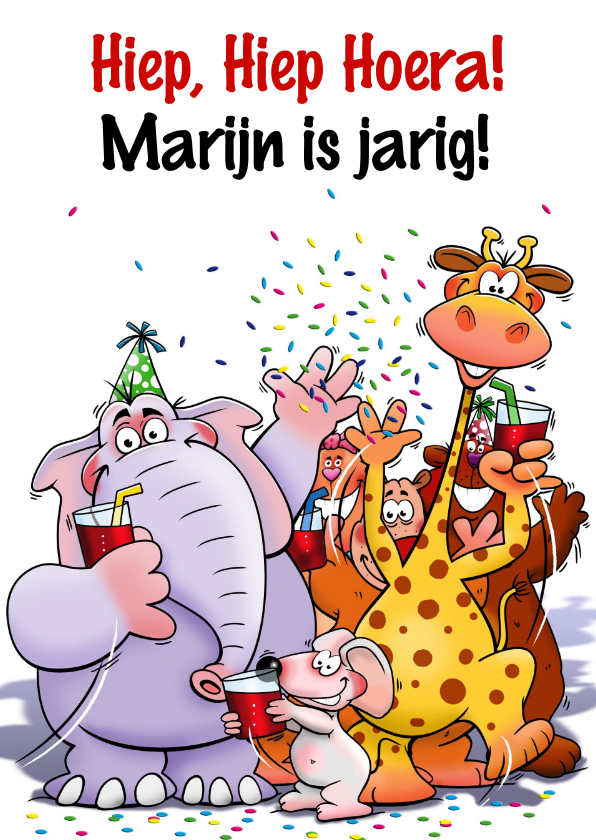 Leuke verjaardagkaart met grappige dieren voor een kind - Verjaardagskaarten Verjaardagskaarten - Leuke verjaardagkaart met grappige dieren voor een kind