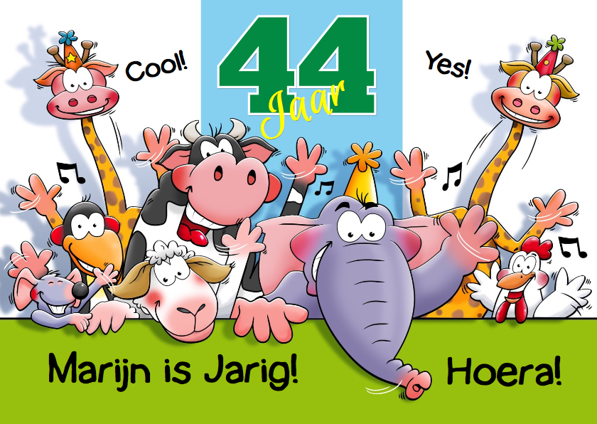 Leuke verjaardagskaart aanpasbaar met grappige dieren - Verjaardagskaarten Verjaardagskaarten - Leuke verjaardagskaart aanpasbaar met grappige dieren