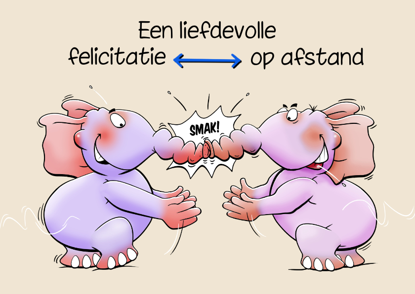 Leuke verjaardagskaart met 2 knuffelende olifanten - Verjaardagskaarten Verjaardagskaarten - Leuke verjaardagskaart met 2 knuffelende olifanten