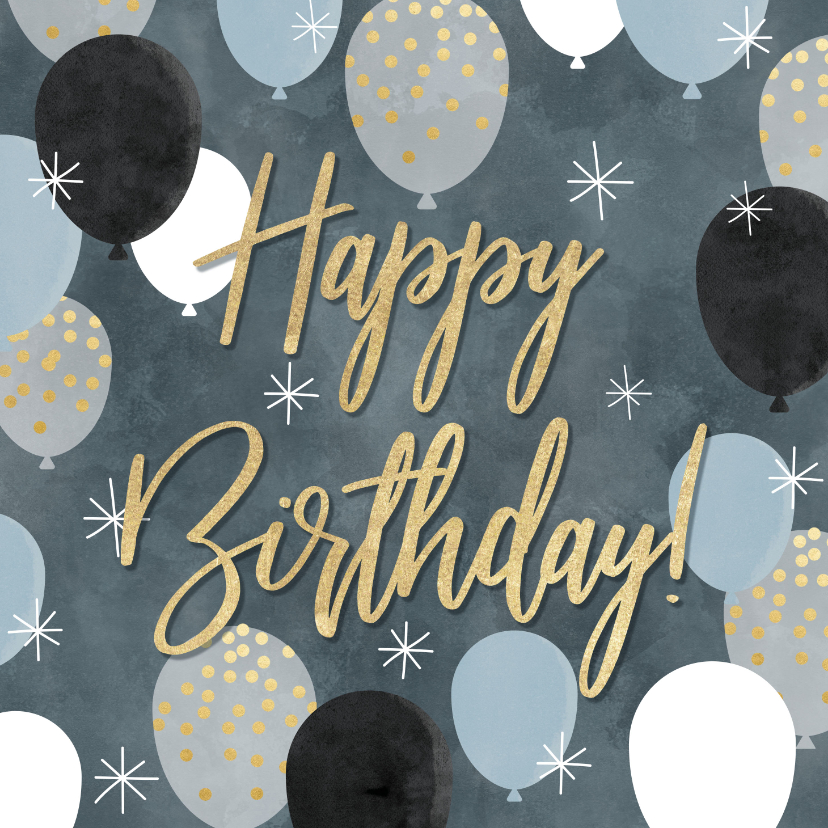 Verjaardagskaarten - Leuke verjaardagskaart met ballonnen en Happy Birthday