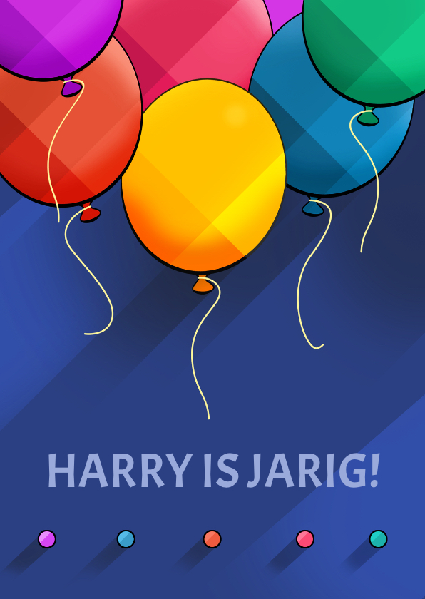 Leuke verjaardagskaart met ballonnen op blauw - Verjaardagskaarten Verjaardagskaarten - Leuke verjaardagskaart met ballonnen op blauw