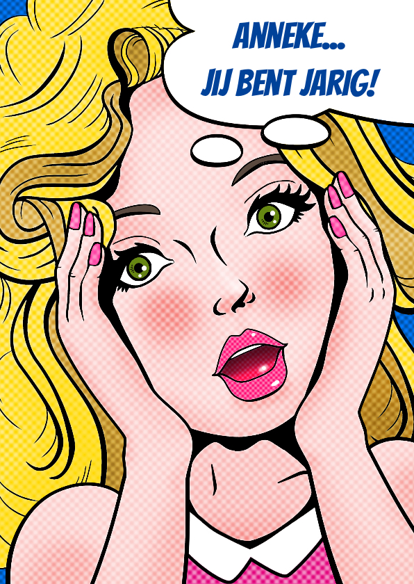 Leuke verjaardagskaart met kopje van een blonde vrouw - Verjaardagskaarten Verjaardagskaarten - Leuke verjaardagskaart met kopje van een blonde vrouw