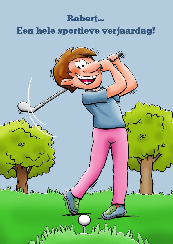 Verjaardagskaarten - Leuke verjaardagskaart met man die golf speelt