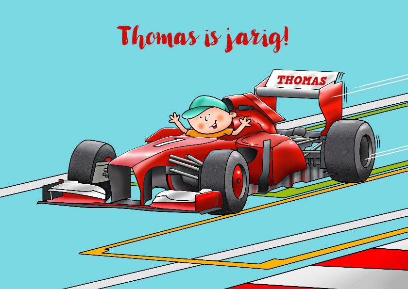Verjaardagskaarten - Leuke verjaardagskaart met raceauto Formule 1