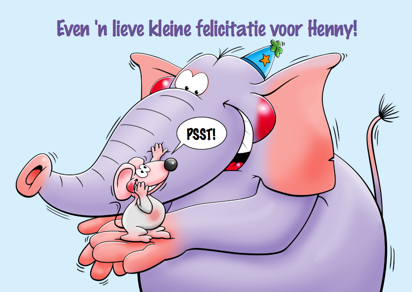 Leuke verjaardagskaart olifant en muisje met briefje - Verjaardagskaarten Verjaardagskaarten - Leuke verjaardagskaart olifant en muisje met briefje