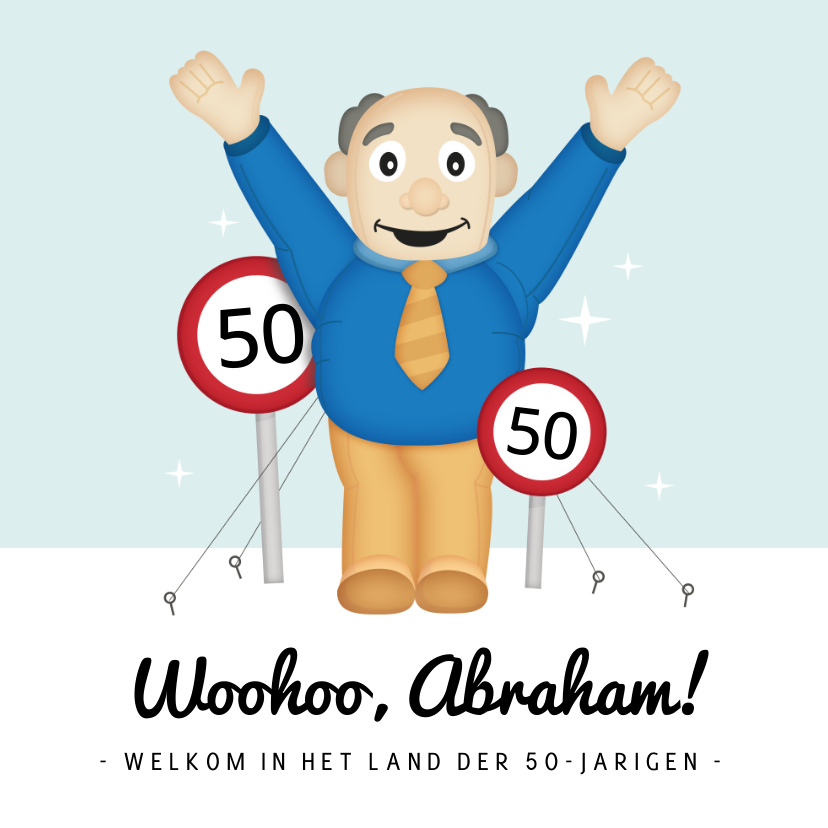 Verjaardagskaarten - Leuke verjaardagskaart voor 50 jaar met Abraham opblaaspop