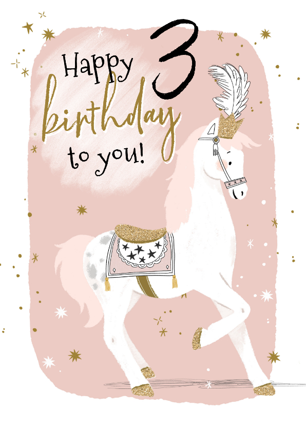 Lieve verjaardagskaart met circuspaardje en kleine sterren - Verjaardagskaarten Verjaardagskaarten - Lieve verjaardagskaart met circuspaardje en kleine sterren