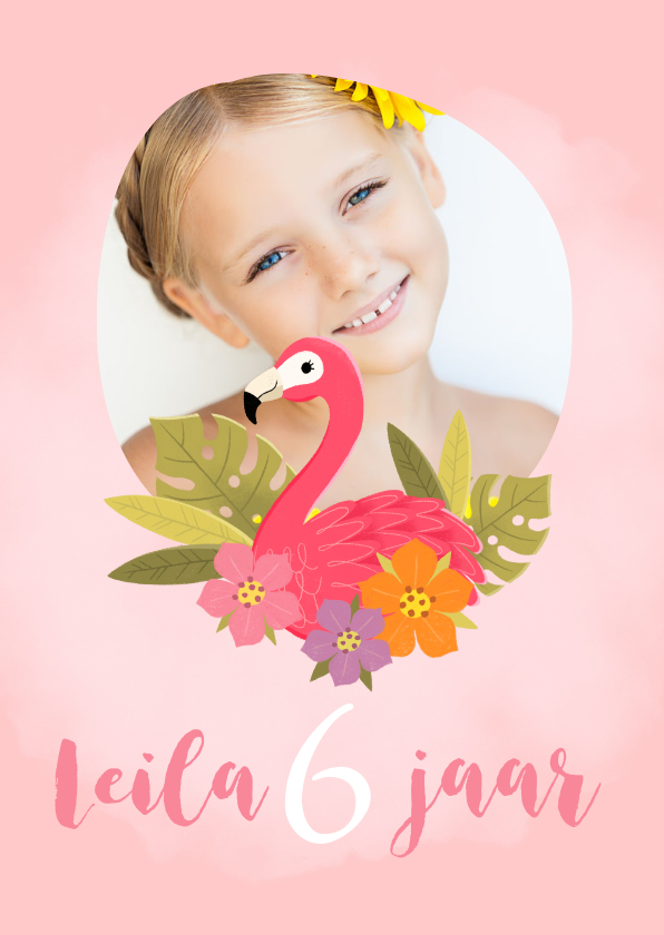 Verjaardagskaarten - Lieve verjaardagskaart met flamingo voor een meisje