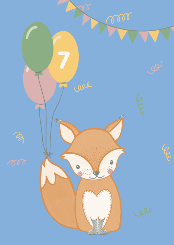 Verjaardagskaarten - Lieve verjaardagskaart met illustratie vosje in regenlaarzen