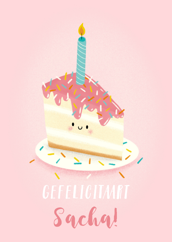Lieve verjaardagskaart met leuk taartje en aanpasbare naam - Verjaardagskaarten Verjaardagskaarten - Lieve verjaardagskaart met leuk taartje en aanpasbare naam