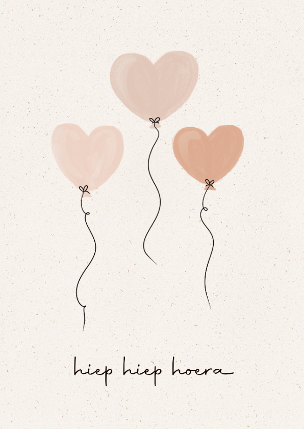 Verjaardagskaarten - Lieve verjaardagskaart met subtiele hartjes ballonnen