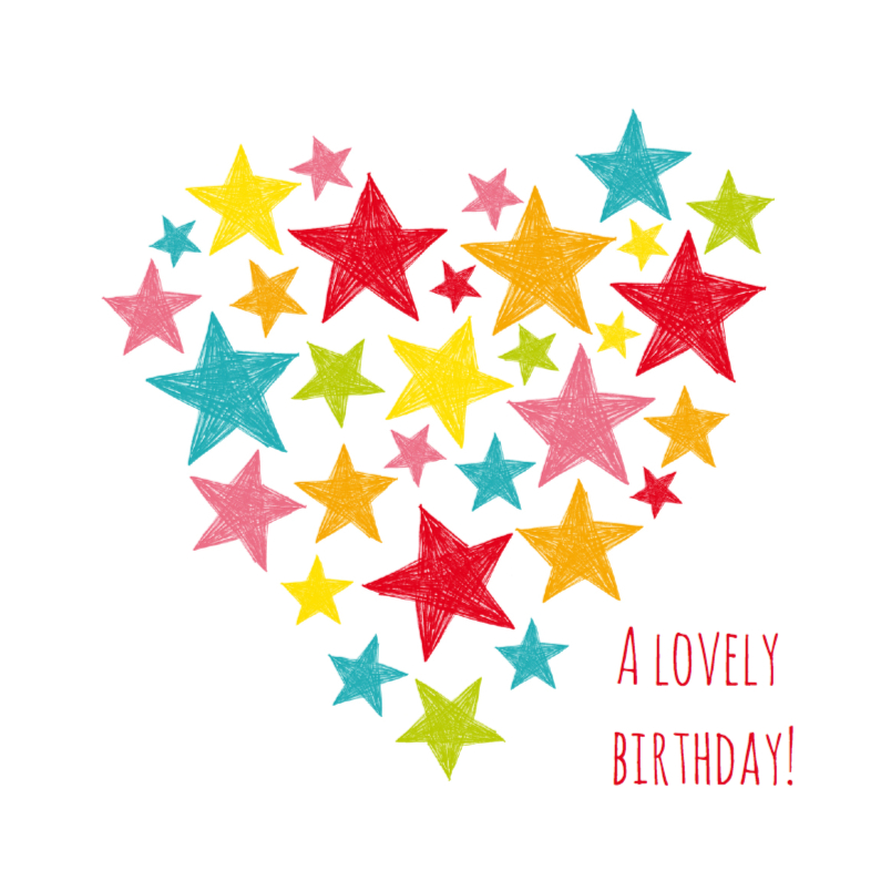 Lovely birthday hart met sterren - Verjaardagskaarten Verjaardagskaarten - Lovely birthday hart met sterren