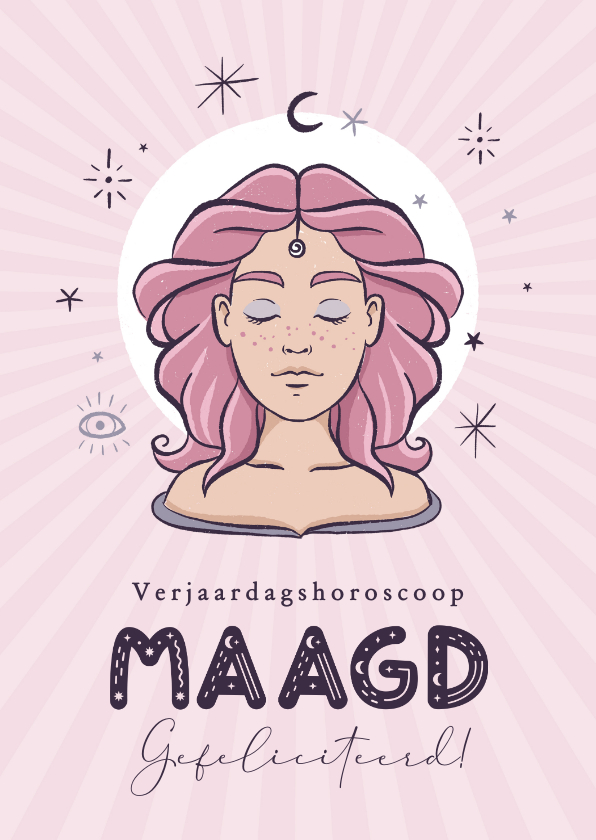Maagd horoscoop verjaardagskaart illustratie zodiac - Verjaardagskaarten Verjaardagskaarten - Maagd horoscoop verjaardagskaart illustratie zodiac