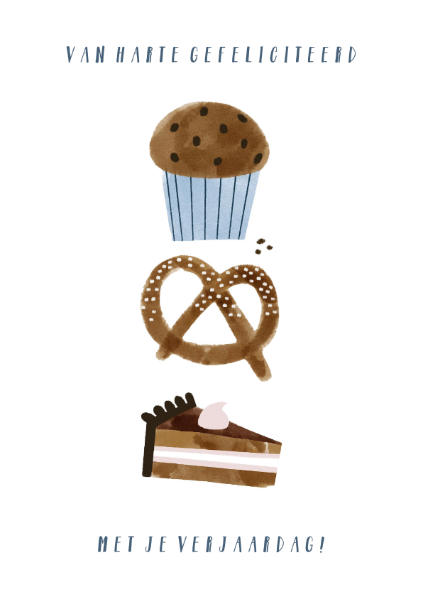 Verjaardagskaarten - Make-A-Wish verjaardagskaart cupcakes en taartje