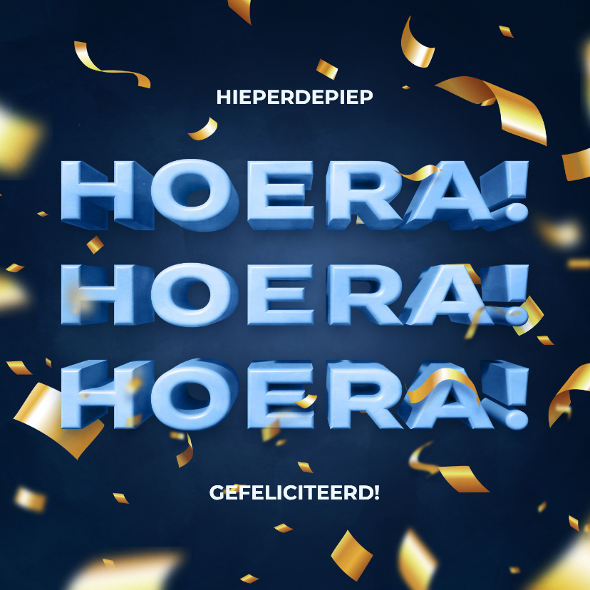 Moderne verjaardagskaart 3D confetti hoera! - Verjaardagskaarten Verjaardagskaarten - Moderne verjaardagskaart 3D confetti hoera!