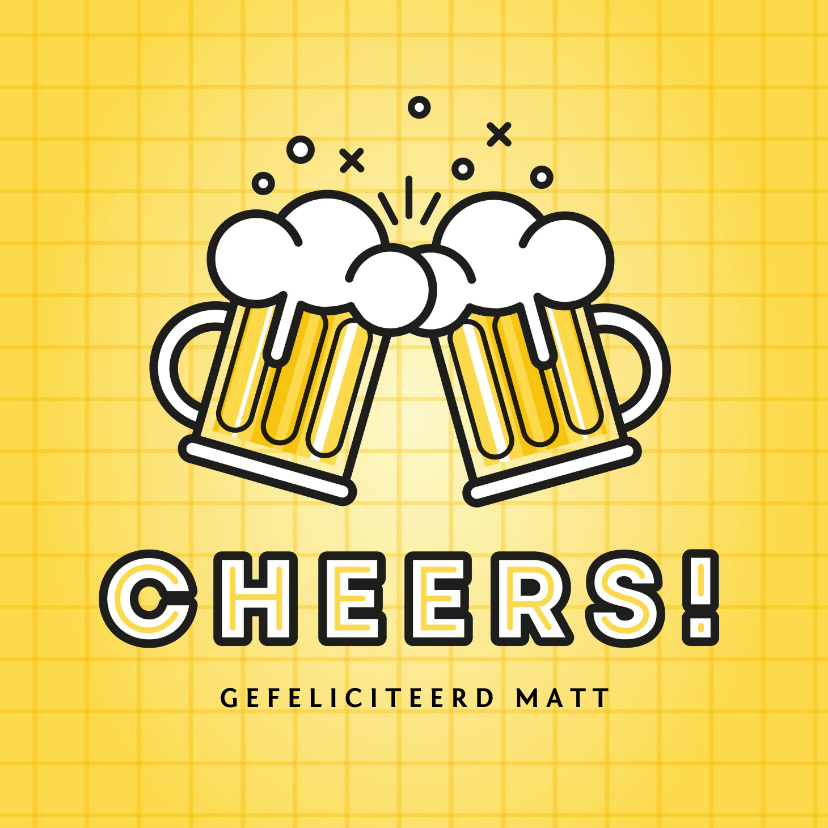 Verjaardagskaarten - Moderne verjaardagskaart bierpullen en cheers!