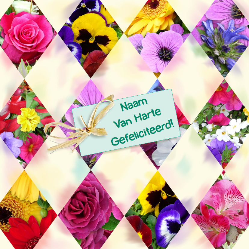 Mooie verjaardagkaart segmenten met bloemen - Verjaardagskaarten Verjaardagskaarten - Mooie verjaardagkaart segmenten met bloemen