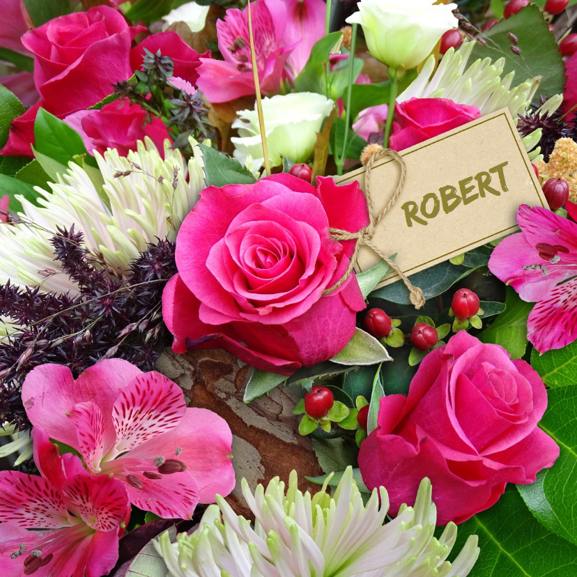 Mooie verjaardagskaart met rozen en Chrysanten - Verjaardagskaarten Verjaardagskaarten - Mooie verjaardagskaart met rozen en Chrysanten
