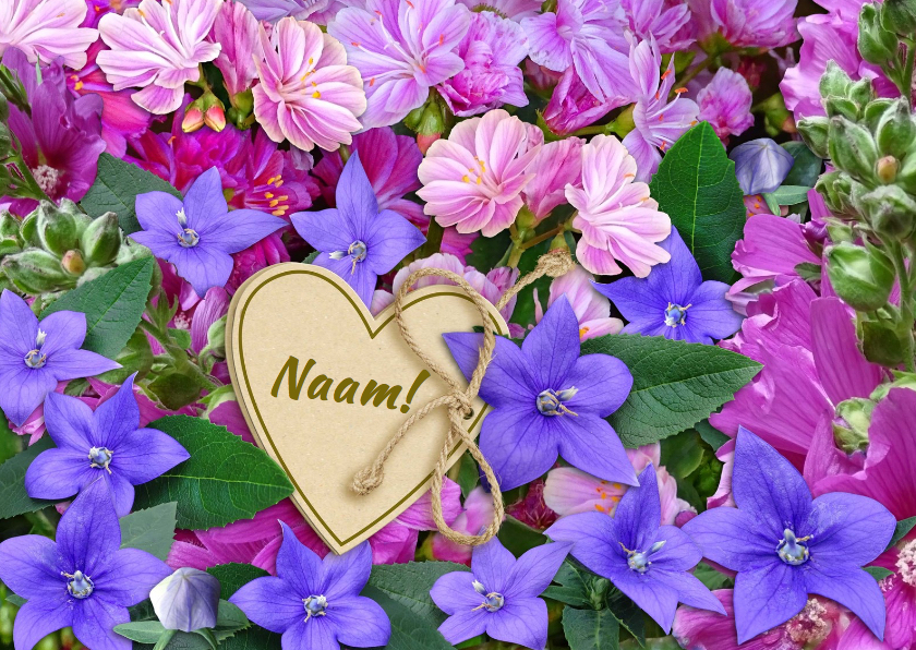 Mooie verjaardagskaart roze en blauwe bloemetjes - Verjaardagskaarten Verjaardagskaarten - Mooie verjaardagskaart roze en blauwe bloemetjes