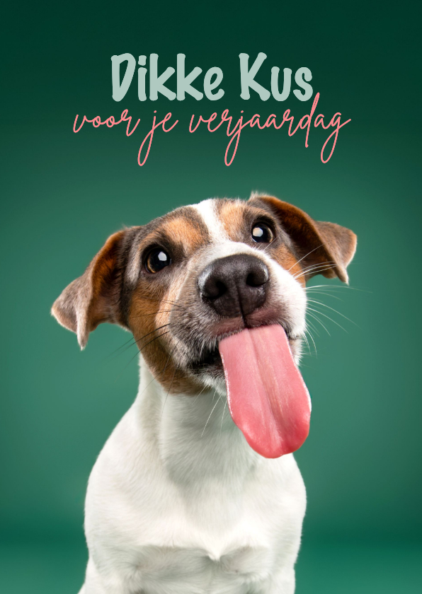 Verjaardagskaarten - Schattige verjaardagskaart van hondje met uitstekende tong