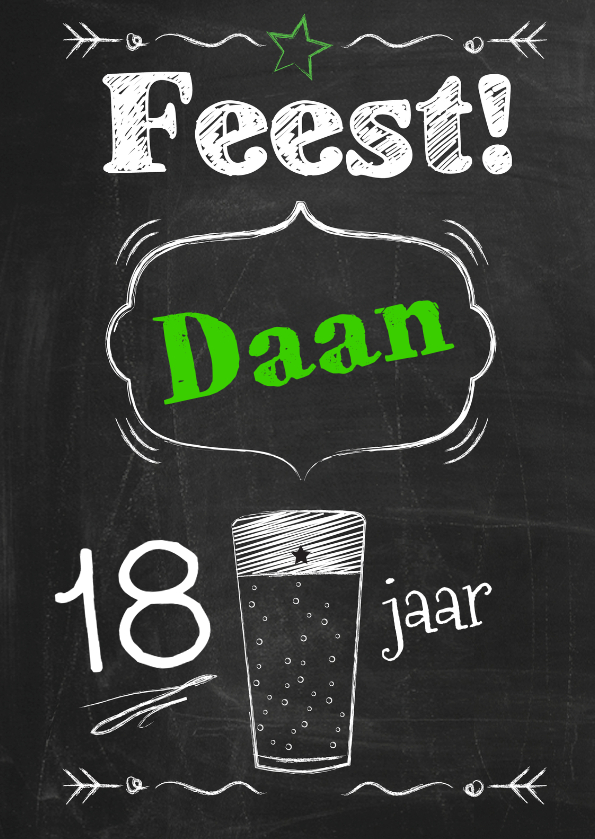 Schoolbord feest met bier-ByF - Verjaardagskaarten Verjaardagskaarten - Schoolbord feest met bier-ByF