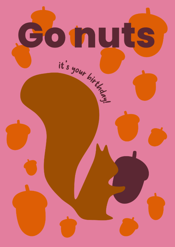 Staande verjaardagskaart herfst thema eekhoorn met nootjes - Verjaardagskaarten Verjaardagskaarten - Staande verjaardagskaart herfst thema eekhoorn met nootjes