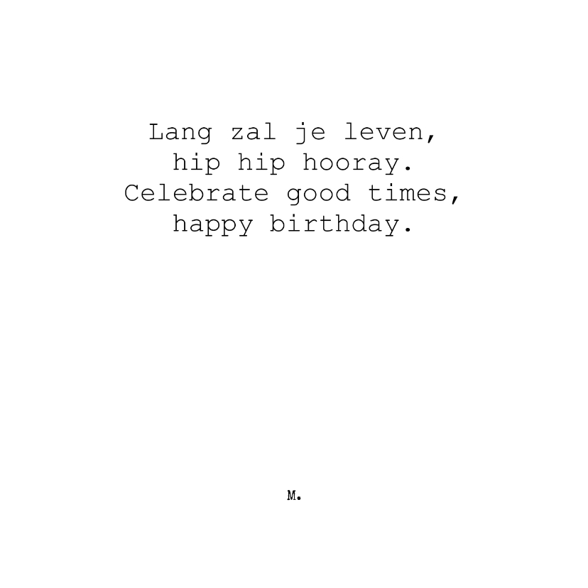 Stijlvolle felicitatiekaart met gedicht - Verjaardagskaarten Verjaardagskaarten - Stijlvolle felicitatiekaart met gedicht
