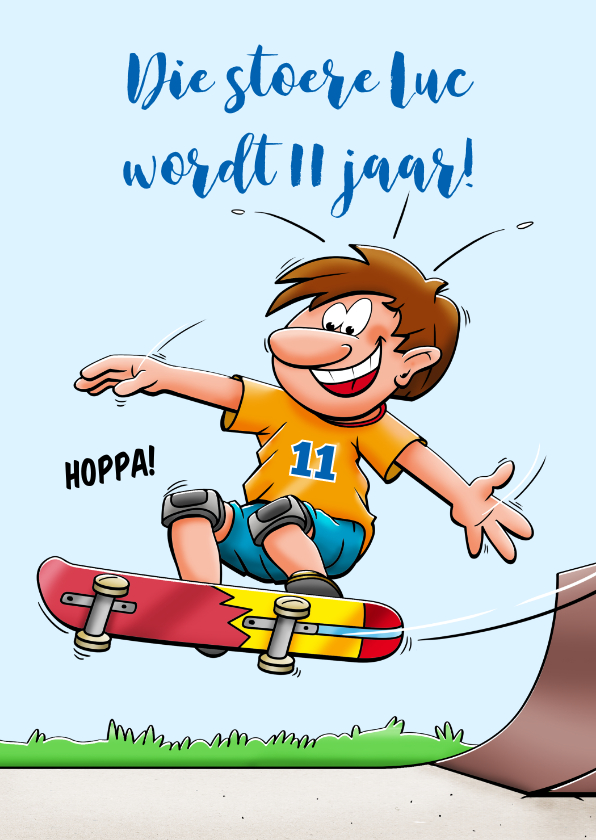 Verjaardagskaarten - Stoere verjaardagskaart voor jongen met skateboard 