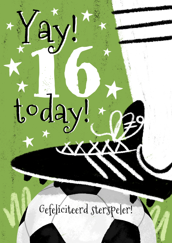 Verjaardagskaarten - Stoere voetbal verjaardagskaart met voetbalschoen 