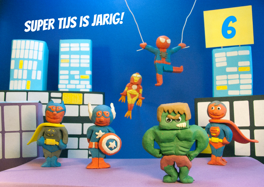 superhelden verjaardag kaart 3-d - Verjaardagskaarten Verjaardagskaarten - superhelden verjaardag kaart 3-d