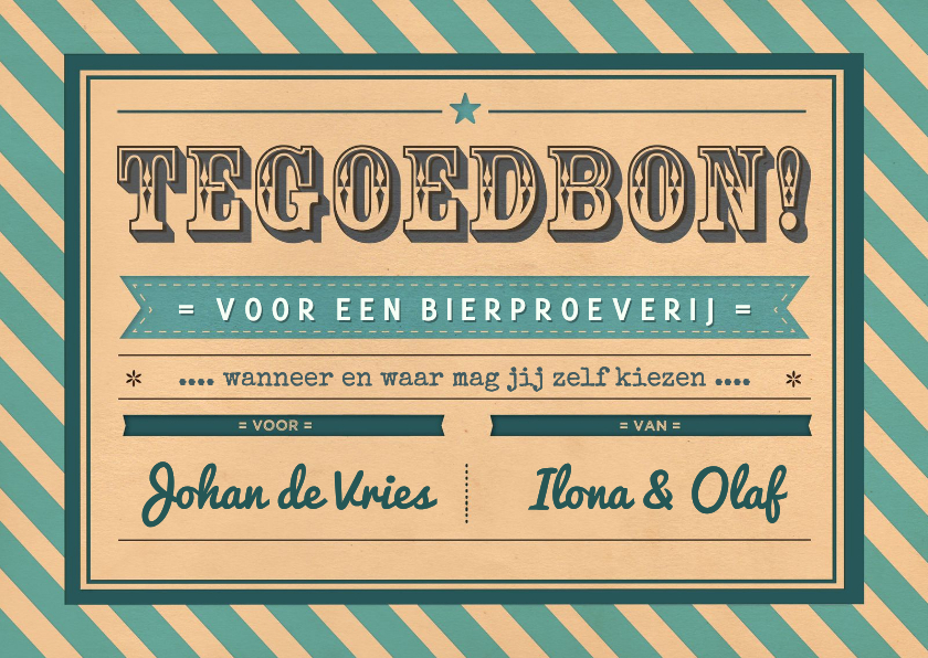 Tegoedbon voor een aanpasbare activiteit met namen - Verjaardagskaarten Verjaardagskaarten - Tegoedbon voor een aanpasbare activiteit met namen