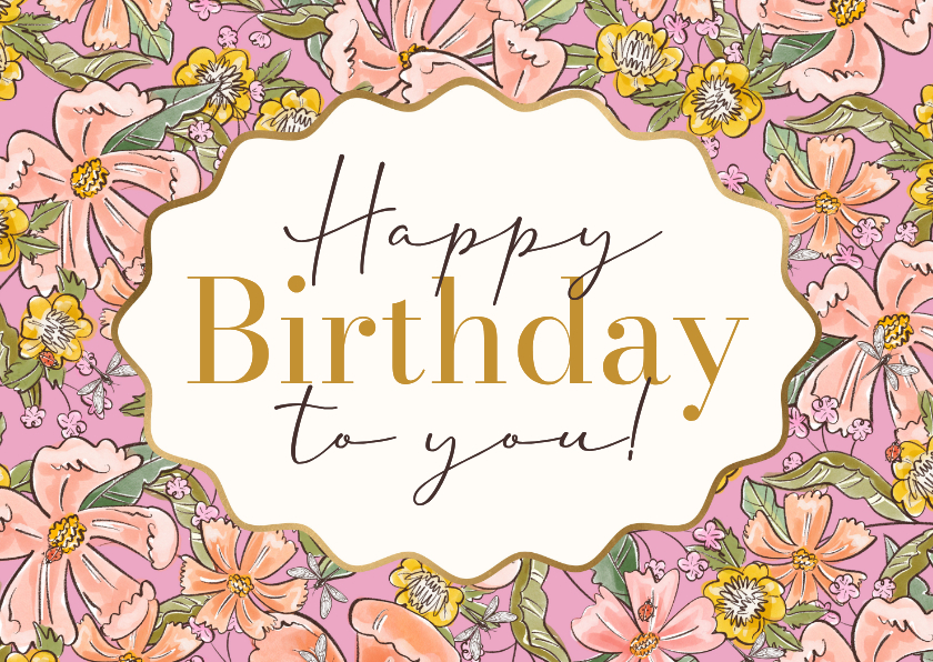 Verjaardagskaarten - Trendy verjaardagskaart floral zomer bloemen kleurrijk 