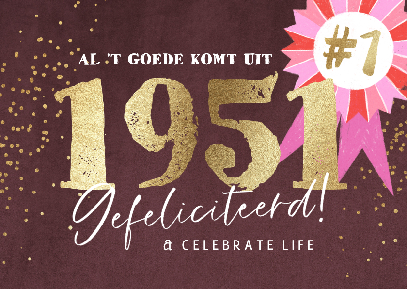 Trendy verjaardagskaart jaartal goud vijfenzeventing vaandel - Verjaardagskaarten Verjaardagskaarten - Trendy verjaardagskaart jaartal goud vijfenzeventing vaandel