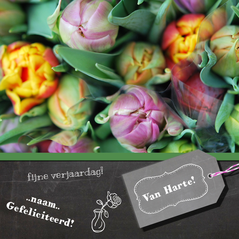Tulpen krijtbord - Verjaardagskaarten Verjaardagskaarten - Tulpen krijtbord