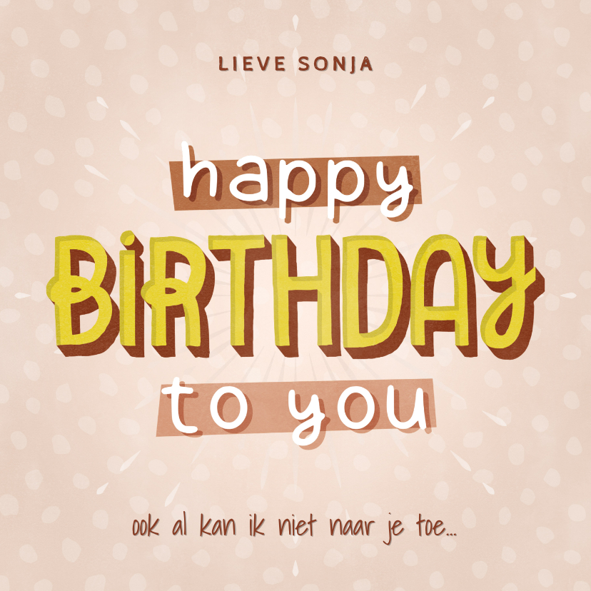 Verjaardagskaarten - Typografische hippe verjaardagskaart happy birthday to you