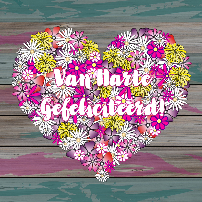 Van HARTE hartje bloemen - Verjaardagskaarten Verjaardagskaarten - Van HARTE hartje bloemen