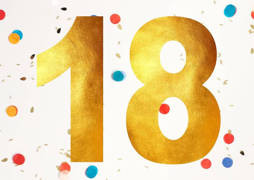 Verjaardag 18 jaar confetti - Verjaardagskaarten Verjaardagskaarten - Verjaardag 18 jaar confetti