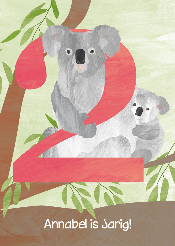 Verjaardagskaarten - Verjaardag 2 jaar - koala's