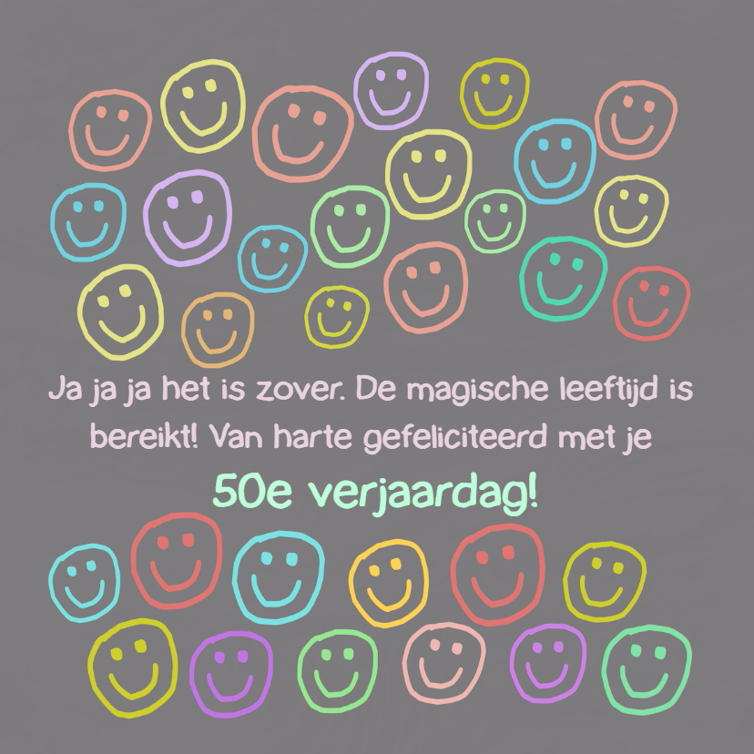 Verjaardag 50 smileys IW - Verjaardagskaarten Verjaardagskaarten - Verjaardag 50 smileys IW