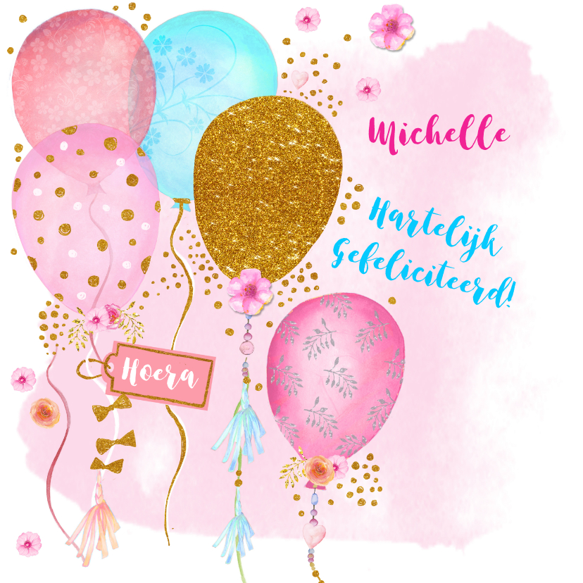 Verjaardag ballonnen glitter - Verjaardagskaarten Verjaardagskaarten - Verjaardag ballonnen glitter