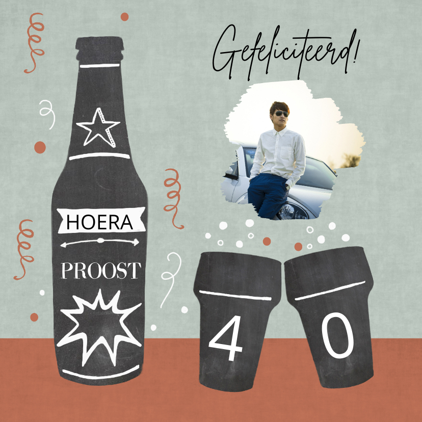 Verjaardagskaarten - Verjaardag bier krijtbord man
