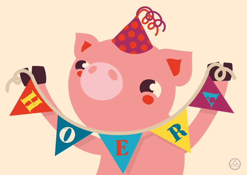 Verjaardag biggetje , feest, NK - Verjaardagskaarten Verjaardagskaarten - Verjaardag biggetje , feest, NK