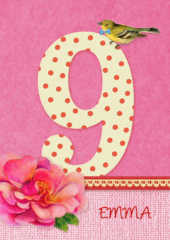 Hedendaags Verjaardag bloem meisje 9 - Verjaardagskaarten | Kaartje2go VD-85
